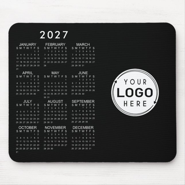 Business Logo 2026 Calendar Custom Colours Simple Mouse Mat (Front)
