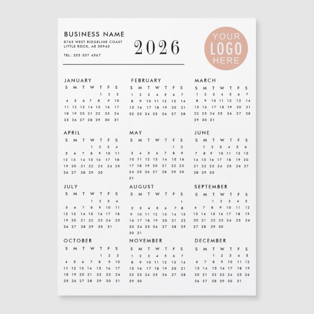 Business Logo 2026 Calendar Magnet (Front)