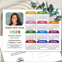 Business Logo 2026 Calendar Modern Black Colourful