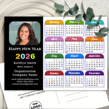 Business Logo 2026 Calendar Modern Black Colourful