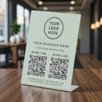 Business Logo 2 QR Codes Sage Green