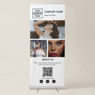 Business Logo 3 Photo Book Appointment QR Code Retractable Banner