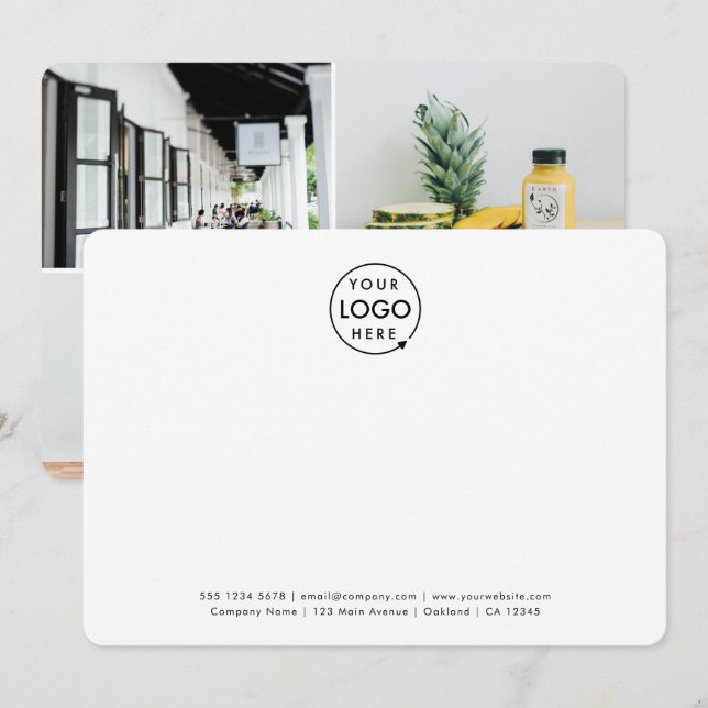 Business Logo 4 Photo Collage Professional Card (Front/Back)