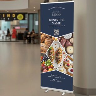 Business Logo 5 Photo Professional Trade Show Navy Retractable Banner