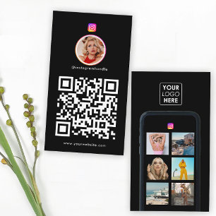 Business Logo 7 Photo Grid Social Media QR Code Card
