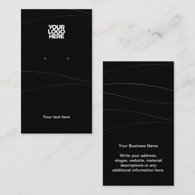 Business Logo Abstract Black Earring Display Card (Front/Back)