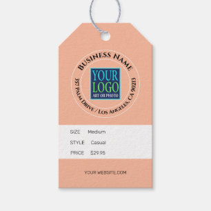 Business, Logo Address, Black Text Peach Price Tag