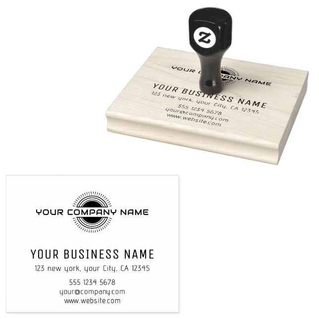 Business | Logo Address Company Name Professional  Rubber Stamp (Stamped)