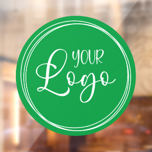 Business Logo against Green Circle Window Cling