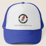 Business Logo and Company Website Employee Trucker Hat<br><div class="desc">Add your brand logo and custom text to this trucker hat that's perfect for creating brand awareness or as an advertising medium. Available in other colours and sizes. No minimum order quantity and no setup fee.</div>