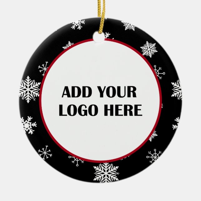 Business Logo and Information Customer  Ceramic Tree Decoration (Front)