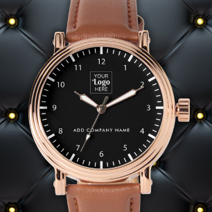 Business Logo And Name Corporate Promotional Black Watch