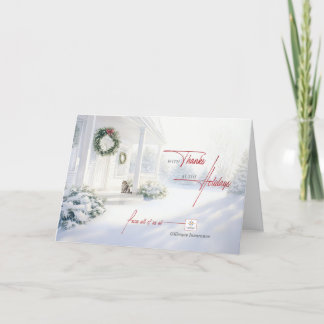 Business Logo and Name Winter Home in the Snow Holiday Card