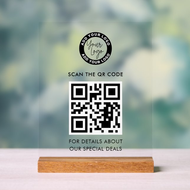 Business Logo and QR Code Custom Acrylic Sign (Neutral)