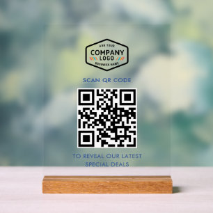 Business Logo and QR Code Custom Minimalist Acrylic Sign