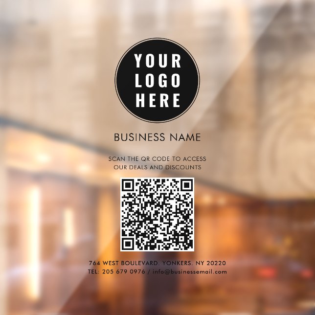 Business Logo and QR Code Custom Window Cling (Sheet 2)