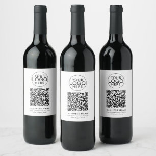 Business Logo and QR Code Custom Wine Label