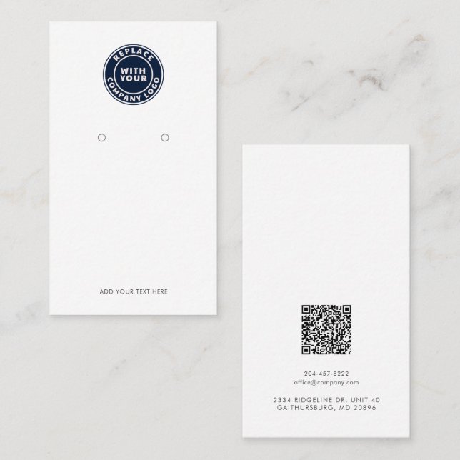 Business Logo and QR Code Earring Display Card (Front/Back)