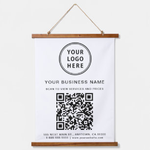 Business Logo and QR Code Hanging Tapestry