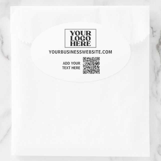 Business Logo and QR Code Oval Sticker (Bag)