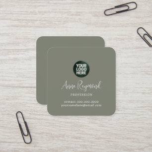 Business Logo and Script Name Elegant  Square Business Card