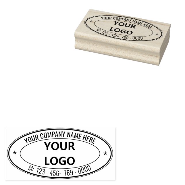 Business Logo and Text Oval Rubber Stamp Example (Stamped)