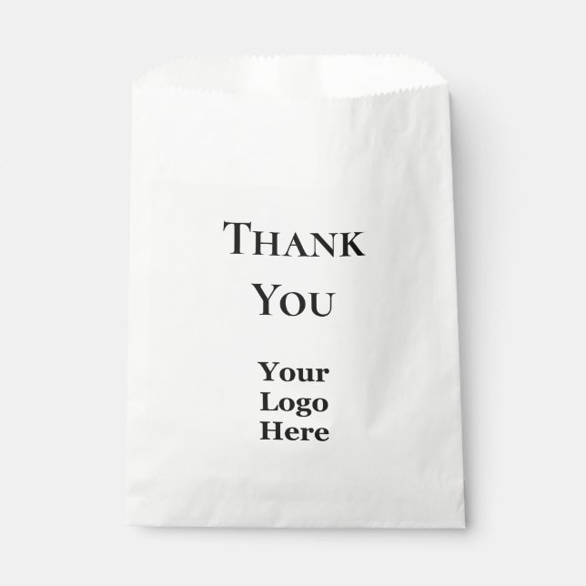 Business Logo and Thank You Black & White Template Favour Bags (Front)