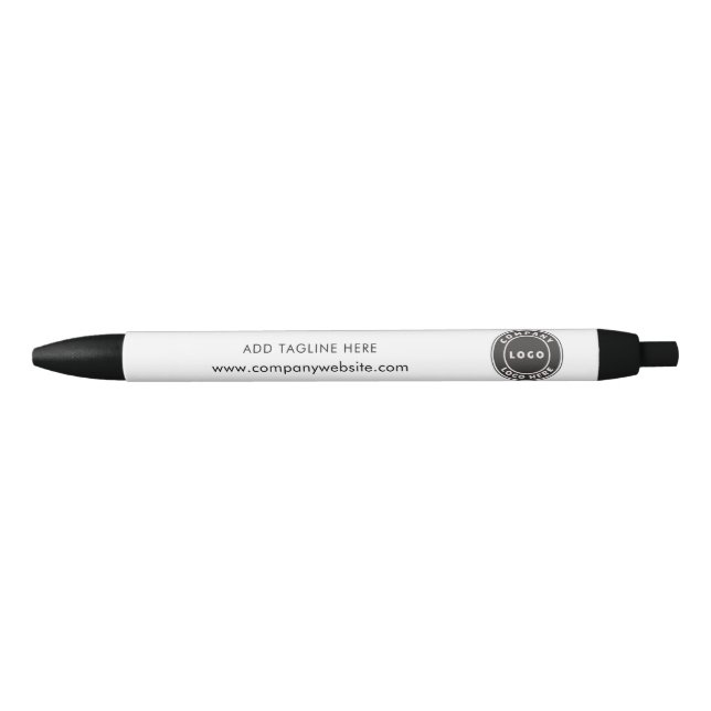 Business Logo and Website Custom Branded Black Ink Pen (Front)