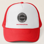 Business Logo and Website Custom New Employee Trucker Hat<br><div class="desc">Business Logo and Website Custom Employee Trucker Hat. Add your company logo and brand identity to this trucker hat as well as your website address or slogan by clicking the "Personalize" button above. These brand-able trucker hats can advertise your business as employees wear them and double as a corporate swag....</div>