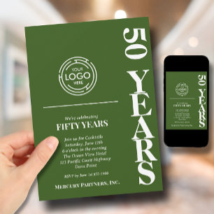Business Logo Anniversary Green Invitation