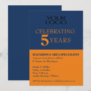 Business Logo Anniversary Navy Invitation