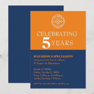Business Logo Anniversary Navy Invitation