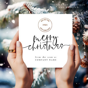 Business Logo Any Colour Merry Christmas Square Holiday Card
