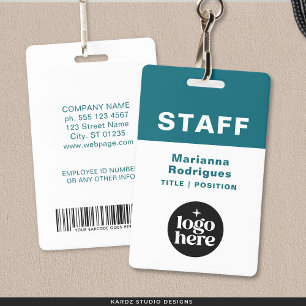 Business Logo Barcode Custom Employee Staff Tag ID Badge
