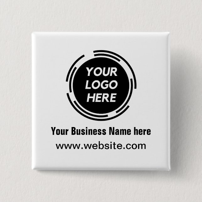 Business Logo Basic Employee Staff Name 15 Cm Square Badge (Front)
