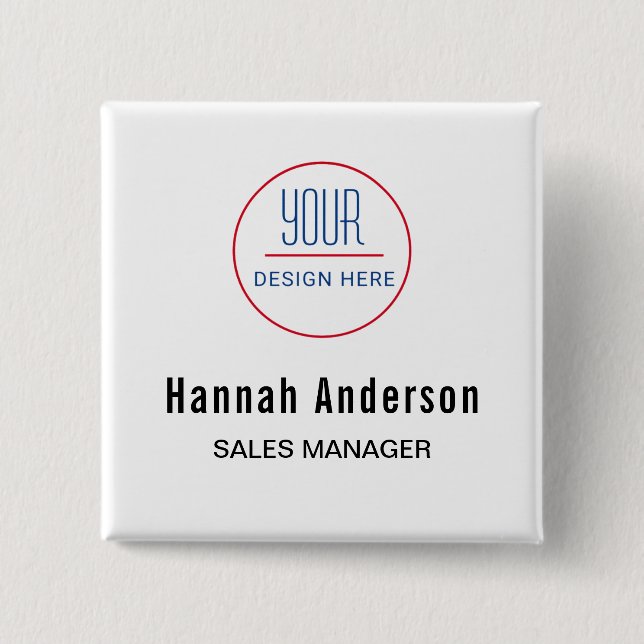 Business Logo Basic Employee Staff Name Badge (Front)