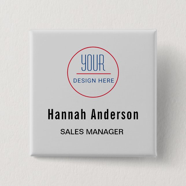 Business Logo Basic Employee Staff Name Badge (Front)