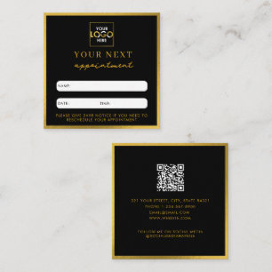 Business Logo Beauty Appointment Card Black Gold
