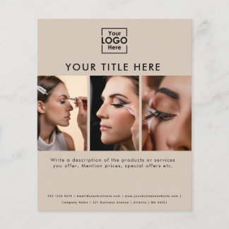 Business Logo Beige Beauty Salon 3 Photos Flyer