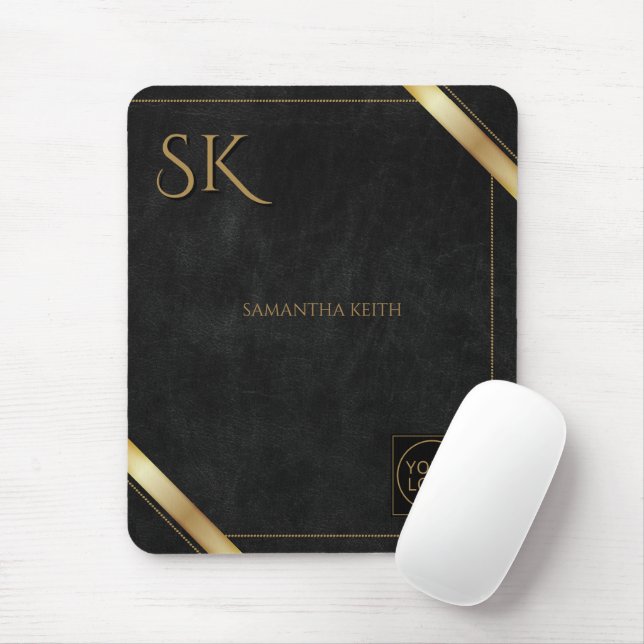 Business Logo Black and Golden Stripe  Mouse Mat (With Mouse)