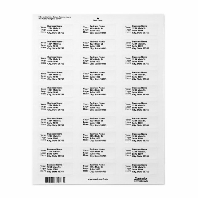 Business Logo Black and White Basic Return Address (Full Sheet)