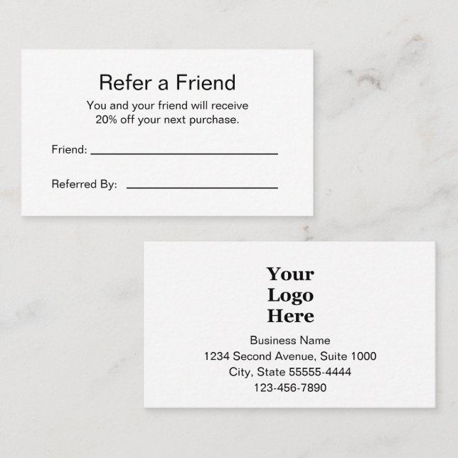 Business Logo Black and White Branded Referral Card (Front/Back)