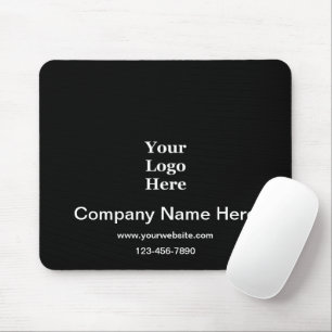 Business Logo Black and White Name Phone Website Mouse Mat