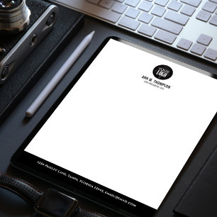 Business Logo Black and White Simple Custom Letterhead