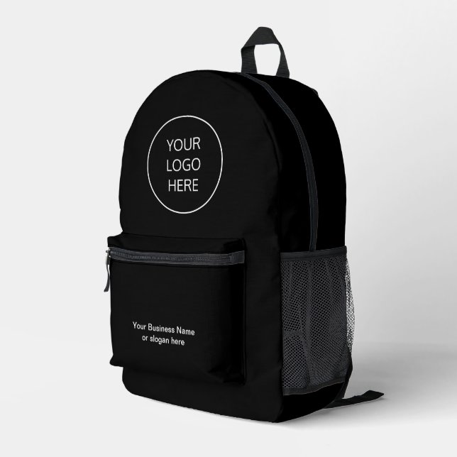 Business Logo Black Backpack (Back Corner Right)