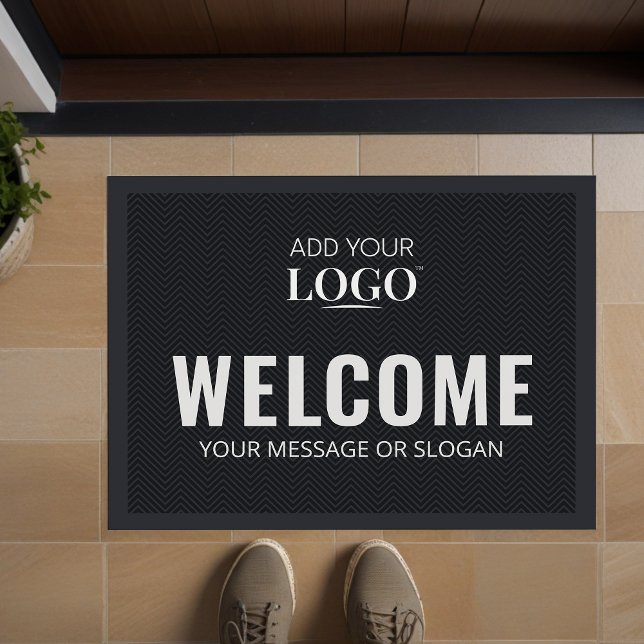 Business Logo Black Corporate Promotional Welcome Doormat (Creator Uploaded)