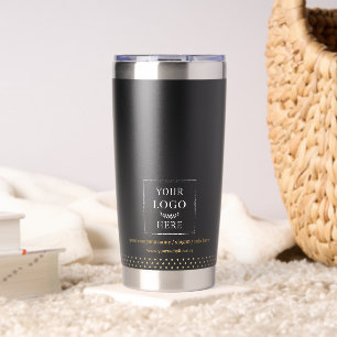 Business Logo Black Gold Dots Branded Insulated Tumbler