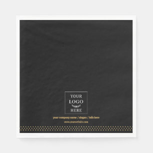 Business Logo Black Gold Dots Branded Napkin