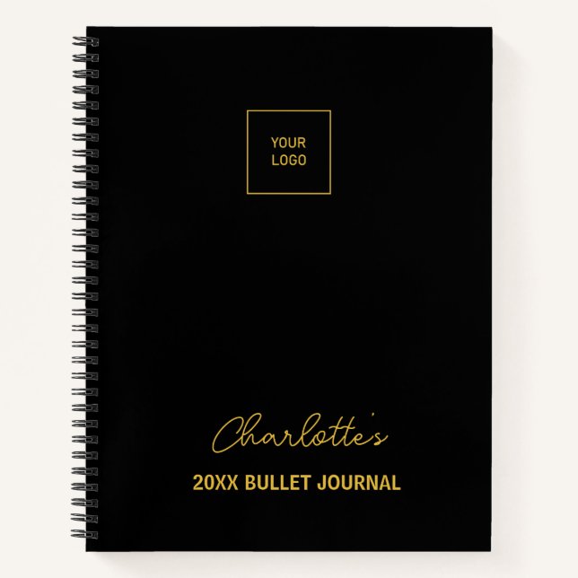  Business Logo Black Gold Elegant Bullet Journal (Front)