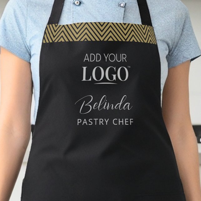 Business Logo Black & Gold Modern Minimal Employee Apron (Creator Uploaded)